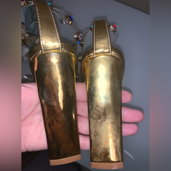 Gold Heeled Sandal with Gems - Picture 6 of 12
